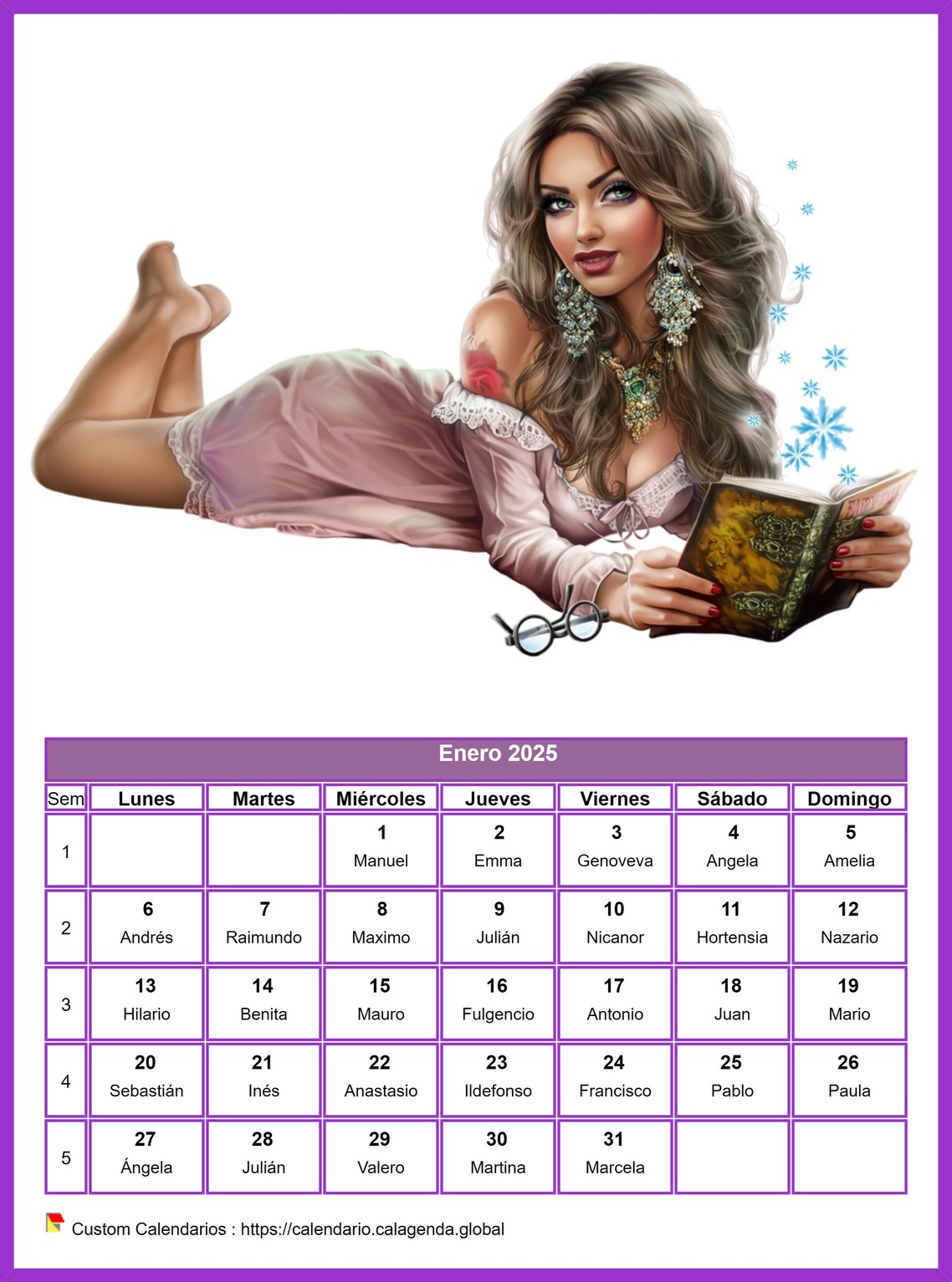 Calendario enero 2025 mujeres Calendario enero 2025 mujeres