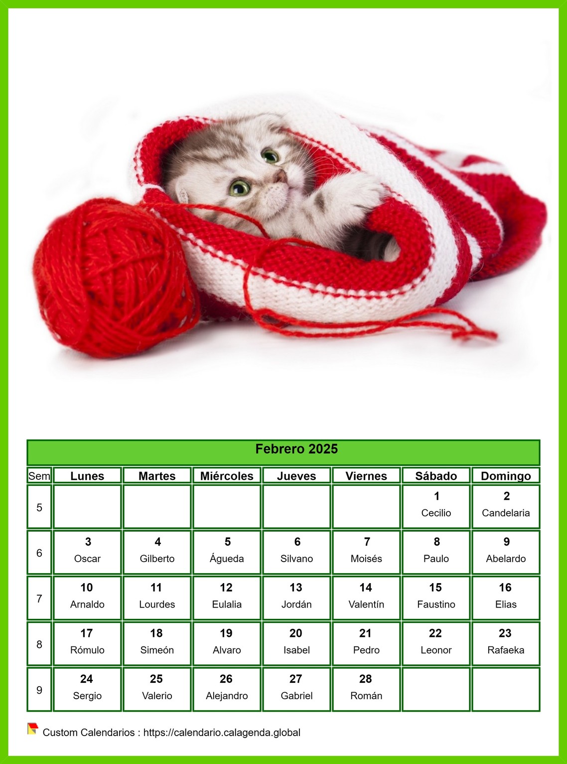 Calendario febrero 2025 gatos Calendario febrero 2025 gatos