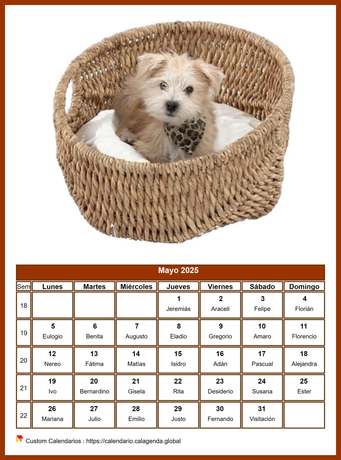 Calendario mayo 2025 perros Calendario mayo 2025 perros