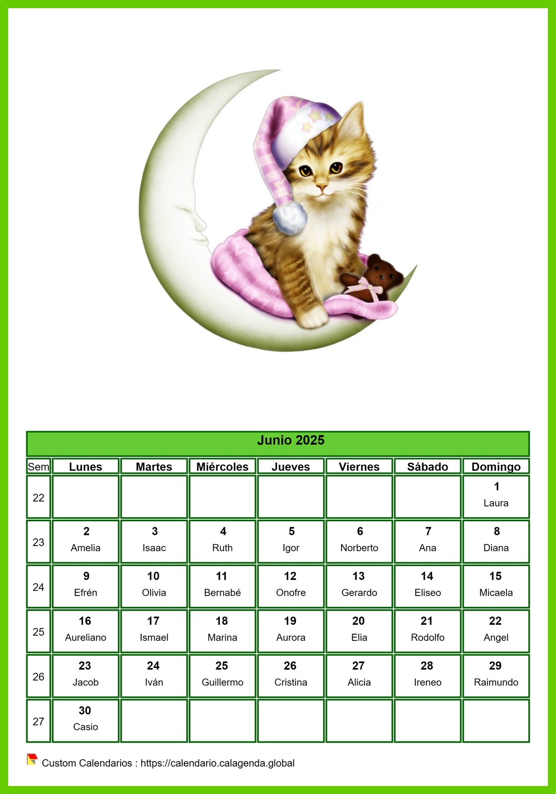 Calendario junio 2025 gatos Calendario junio 2025 gatos