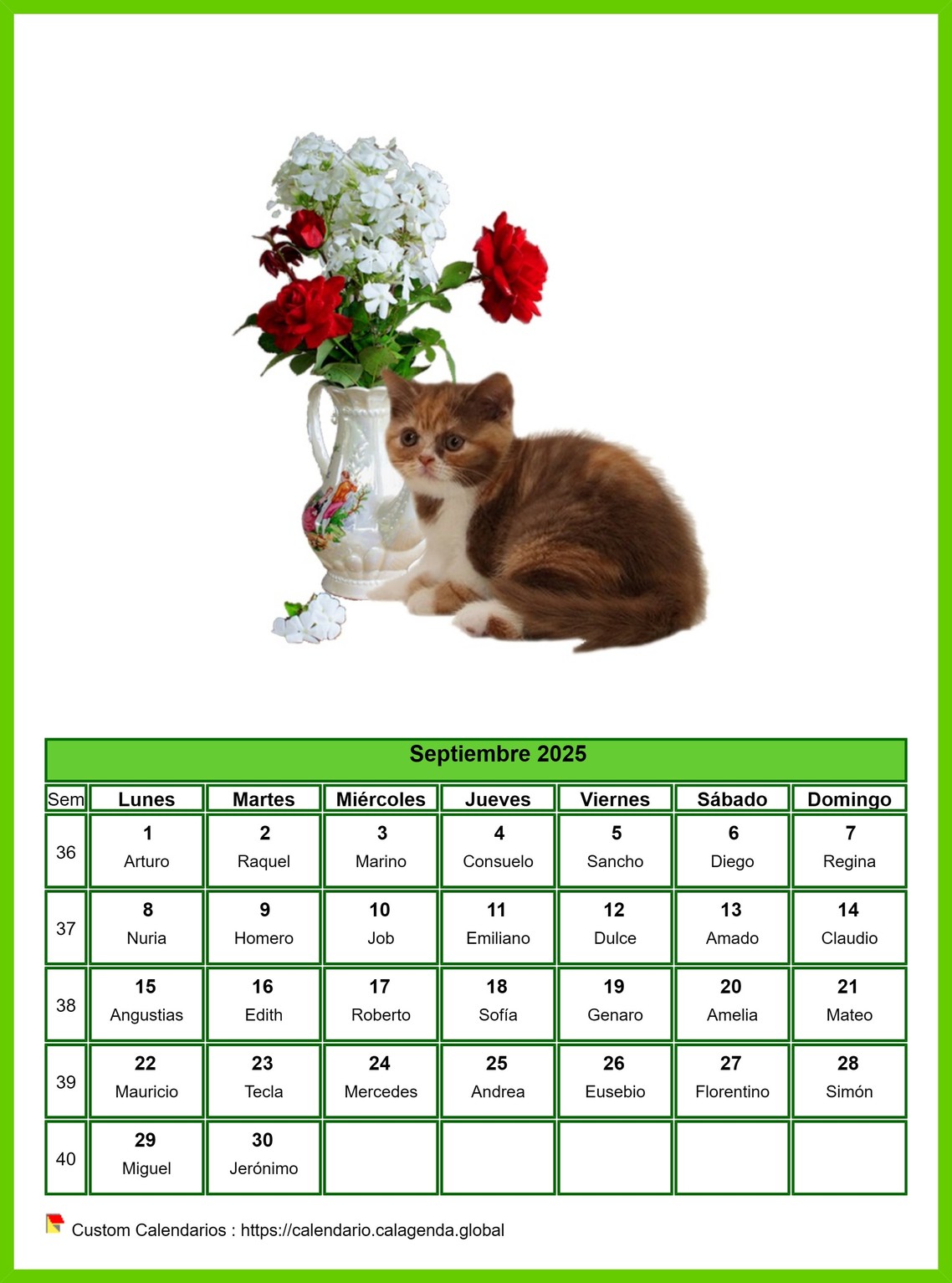 Calendario septiembre 2025 gatos Calendario septiembre 2025 gatos