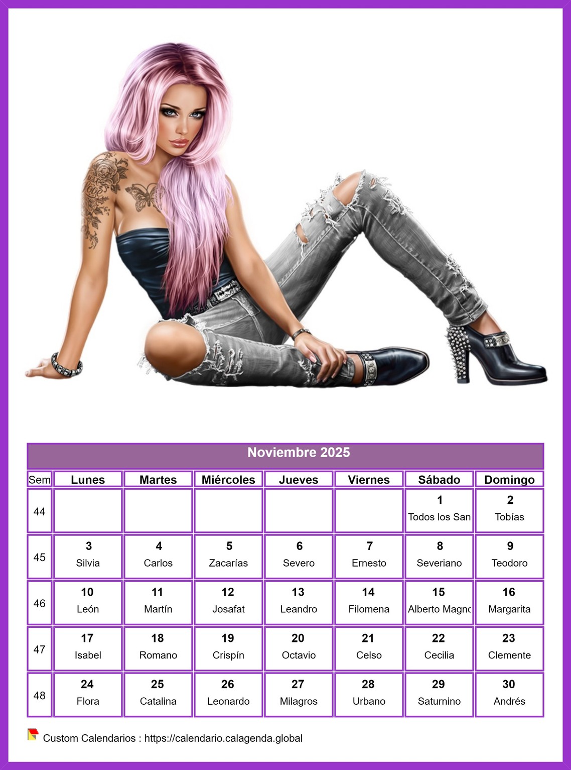 Calendario noviembre 2025 mujeres Calendario noviembre 2025 mujeres