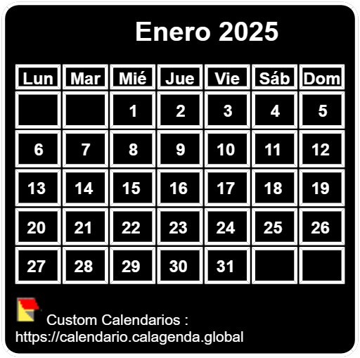 Calendario mensual 2025 para imprimir, fondo negro, tamaño pequeño, tamaño de bolsillo, billetera especial