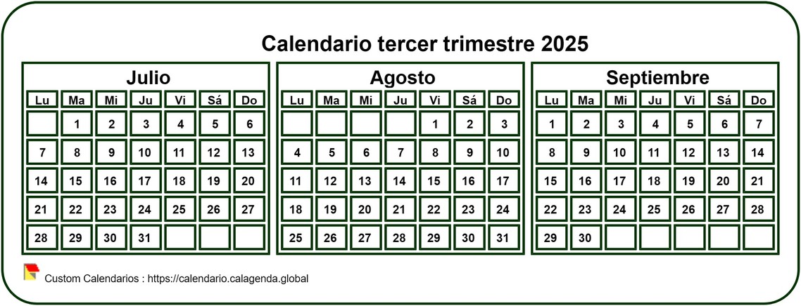 Calendario 2025 para imprimir trimestralmente, formato de bolsillo pequeño, fondo blanco Calendario 2025 para imprimir trimestralmente, formato de bolsillo pequeño, fondo blanco
