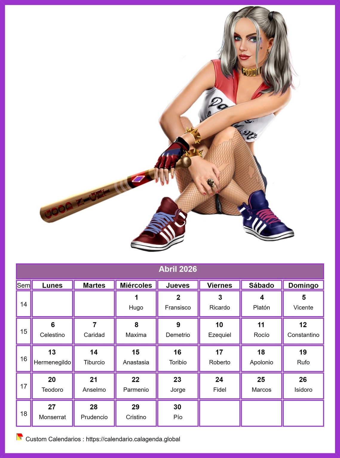 Calendario abril 2026 mujeres Calendario abril 2026 mujeres