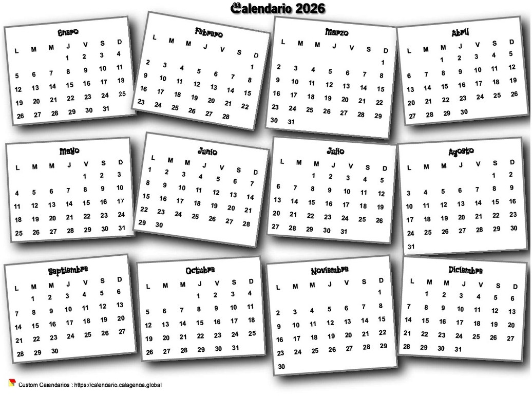 Calendario anual 2026 en 3D Calendario anual 2026 en 3D