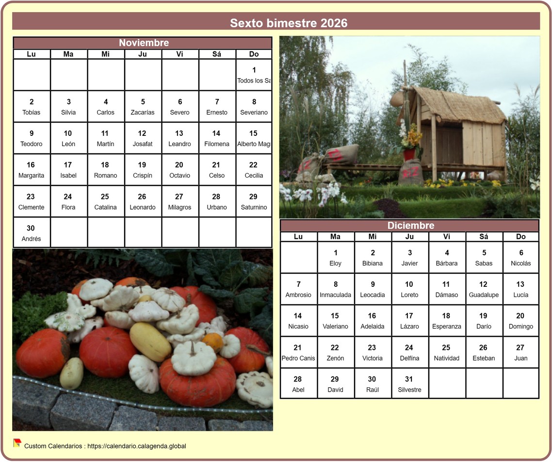 Calendario 2026 bimestral con una foto diferente cada mes Calendario 2026 bimestral con una foto diferente cada mes