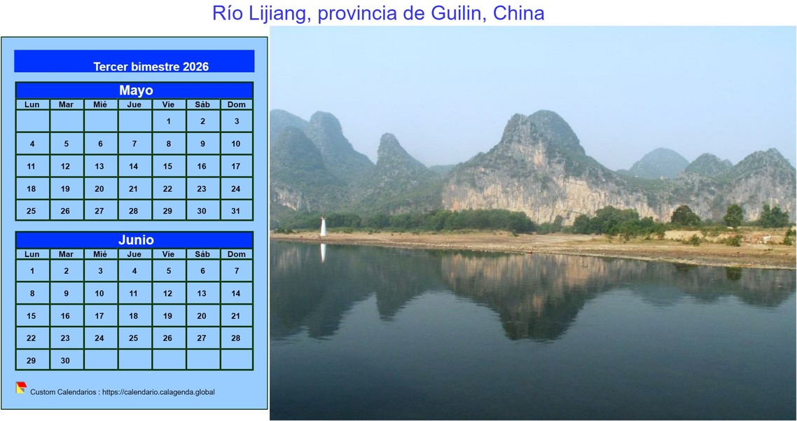 Calendario 2026 decorativo para imprimir, bimestral, formato apaisado, con foto a la derecha Calendario 2026 decorativo para imprimir, bimestral, formato apaisado, con foto a la derecha