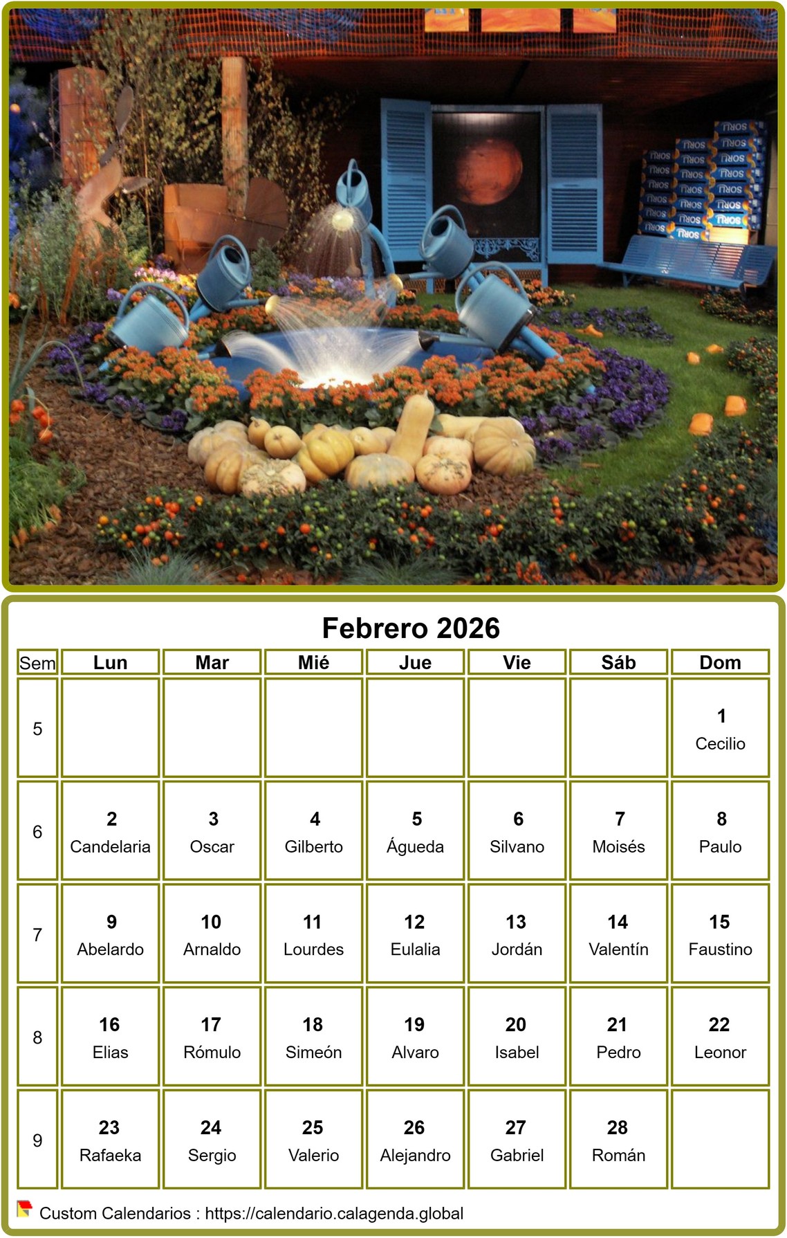 Calendario 2026 para imprimir, mensual, con foto en la parte superior Calendario 2026 para imprimir, mensual, con foto en la parte superior