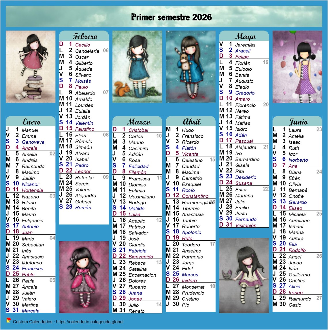 Calendario 2026 Gorjuss semestral