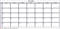Calendario enero