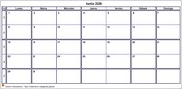 Calendario junio 2026 Calendario junio 2026