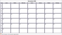 Calendario noviembre 2026