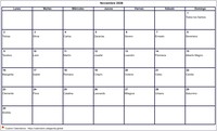 Calendario noviembre 2026 formato en blanco apaisado