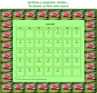 Calendario mensual patrones de nenúfares