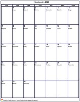Calendario mensual 2026 blanco