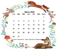Calendario mensual 2026 estilo flora y fauna