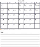 Calendario mensual con notas