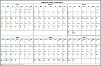 Calendario semestral formato apaisado