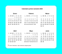 Calendario semestral con borde