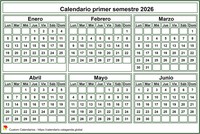 Mini calendario blanco semestral