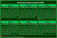Mini calendario verde semestral