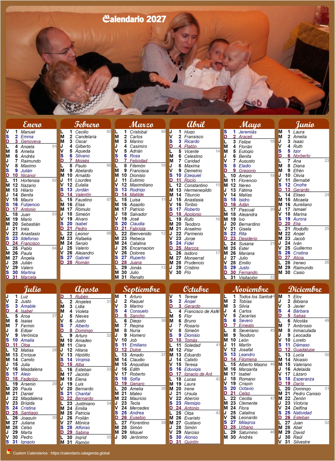 Calendario 2027 calendario anual de publicaciones