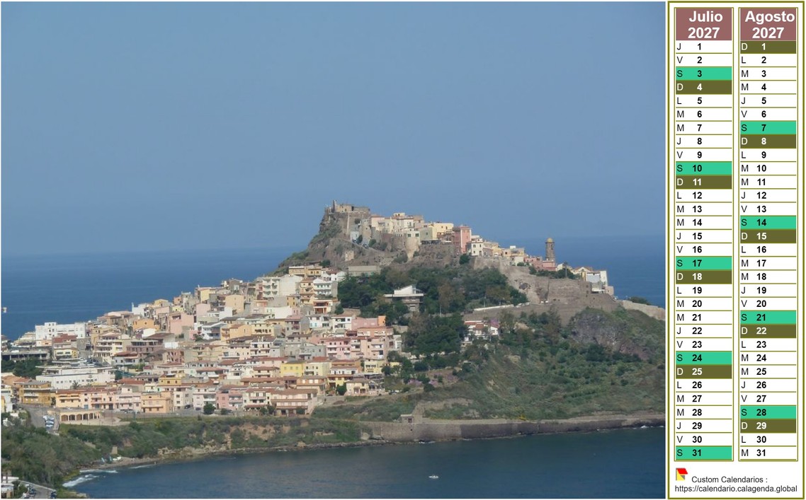 Calendar 2027 decorative to print, bimonthly, format landscape, with photo to the left