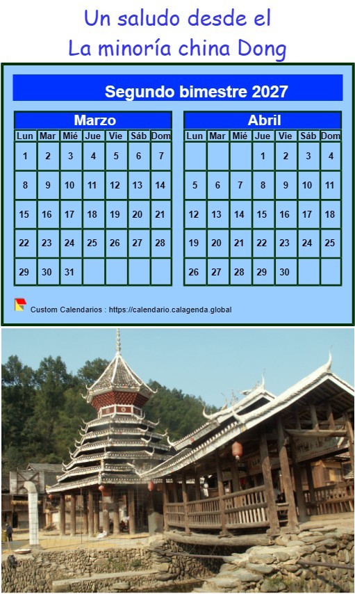 Calendario 2027 decorativo para imprimir, bimestral, formato retrato, con foto debajo