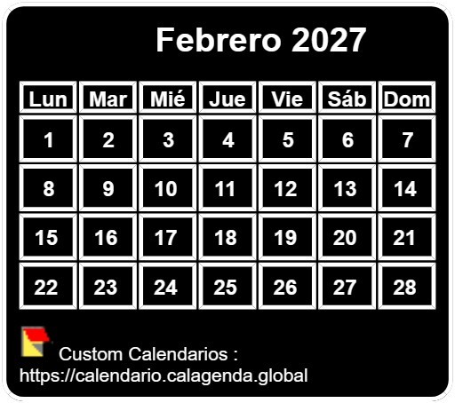 Calendario mensual 2027 para imprimir, fondo negro, tamaño pequeño, tamaño de bolsillo, billetera especial
