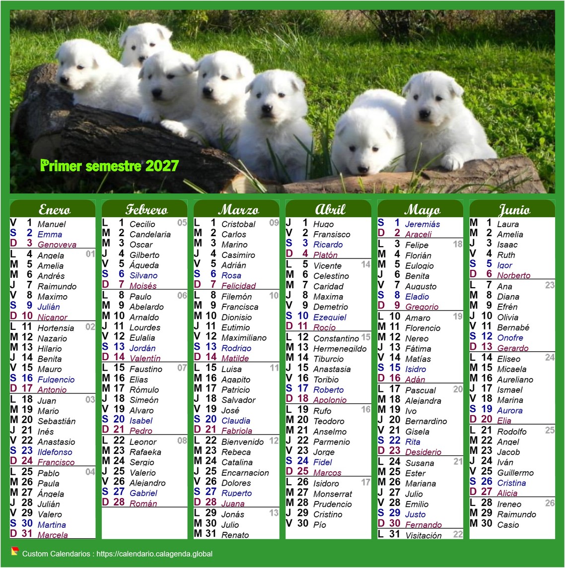 Calendario 2027 calendario de publicaciones estilo semestral