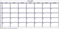 Calendario enero 2027