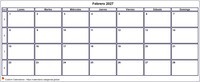 Calendario febrero 2027