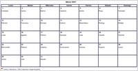 Calendario marzo 2027 formato en blanco apaisado Calendario marzo 2027 formato en blanco apaisado