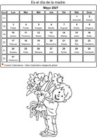 Calendario para colorear mayo 2027