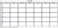 Calendario junio 2027 Calendario junio 2027