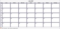 Calendario julio 2027 Calendario julio 2027