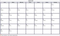 Calendario agosto 2027 formato en blanco apaisado Calendario agosto 2027 formato en blanco apaisado