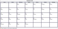 Calendario septiembre 2027 formato en blanco apaisado