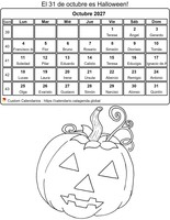 Calendario colorear octubre 2027