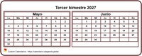 Calendario de dos meses * annee? * Mini blanco