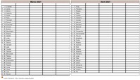 Calendario 2027 bimestral, una columna por persona
