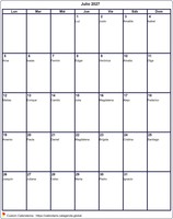 Calendario octubre 2027 blanco