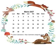 Calendario octubre 2027 estilo flora y fauna