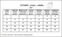 Calendario octubre 2027 para escuelas primarias