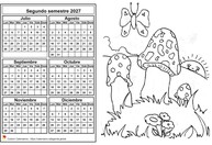 Calendario 2027 semestral para colorear