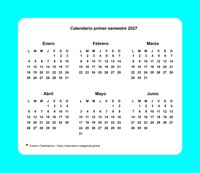 Calendario semestral 2027 con borde
