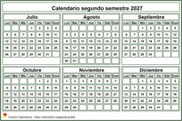 Mini calendario 2027 blanco semestral