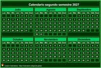 Mini calendario 2027 verde semestral