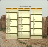 Calendario trimestral en formato retrato con foto 2027